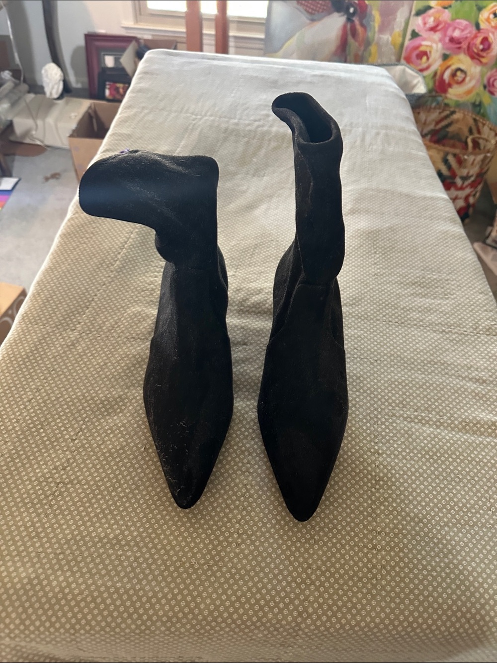 H&M Black Pointed Sock Boots — Slim Stretch Shaft